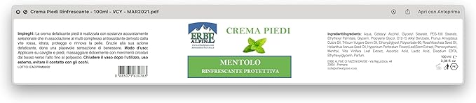 Crema piedi mentolo
