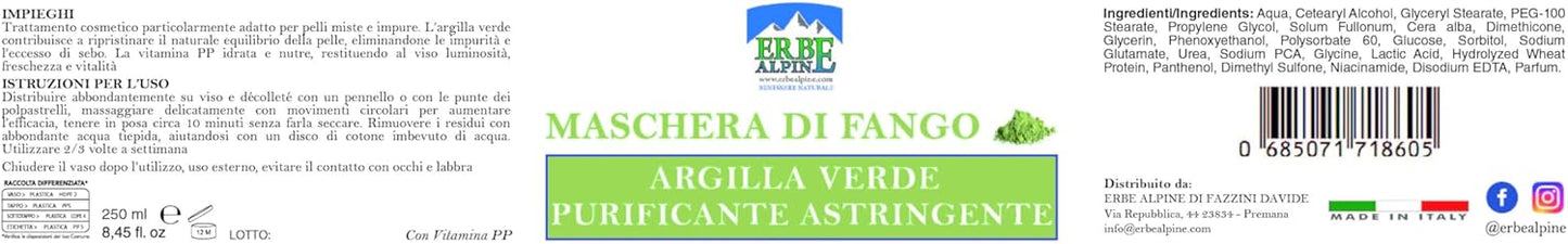 Maschera di fango argilla verde purificante