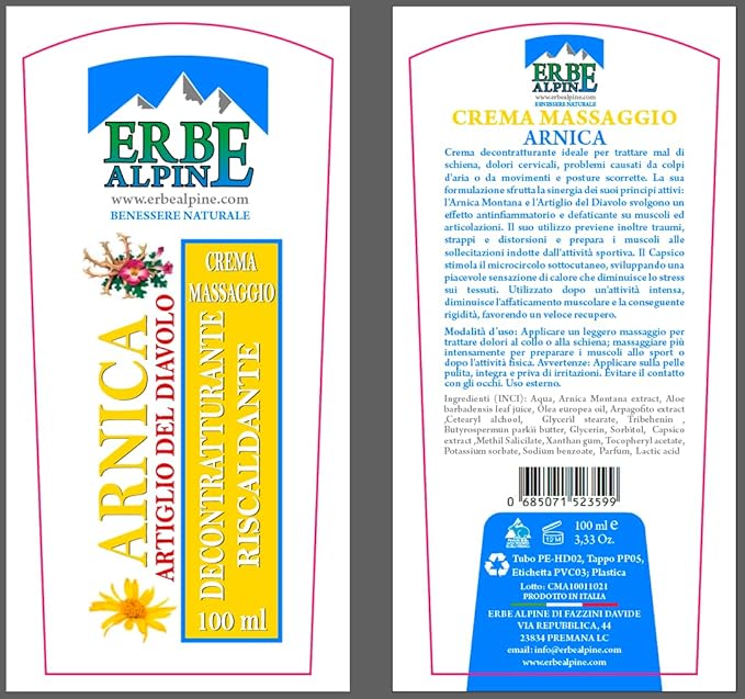 Crema Arnica Decontratturante con Artiglio del Diavolo